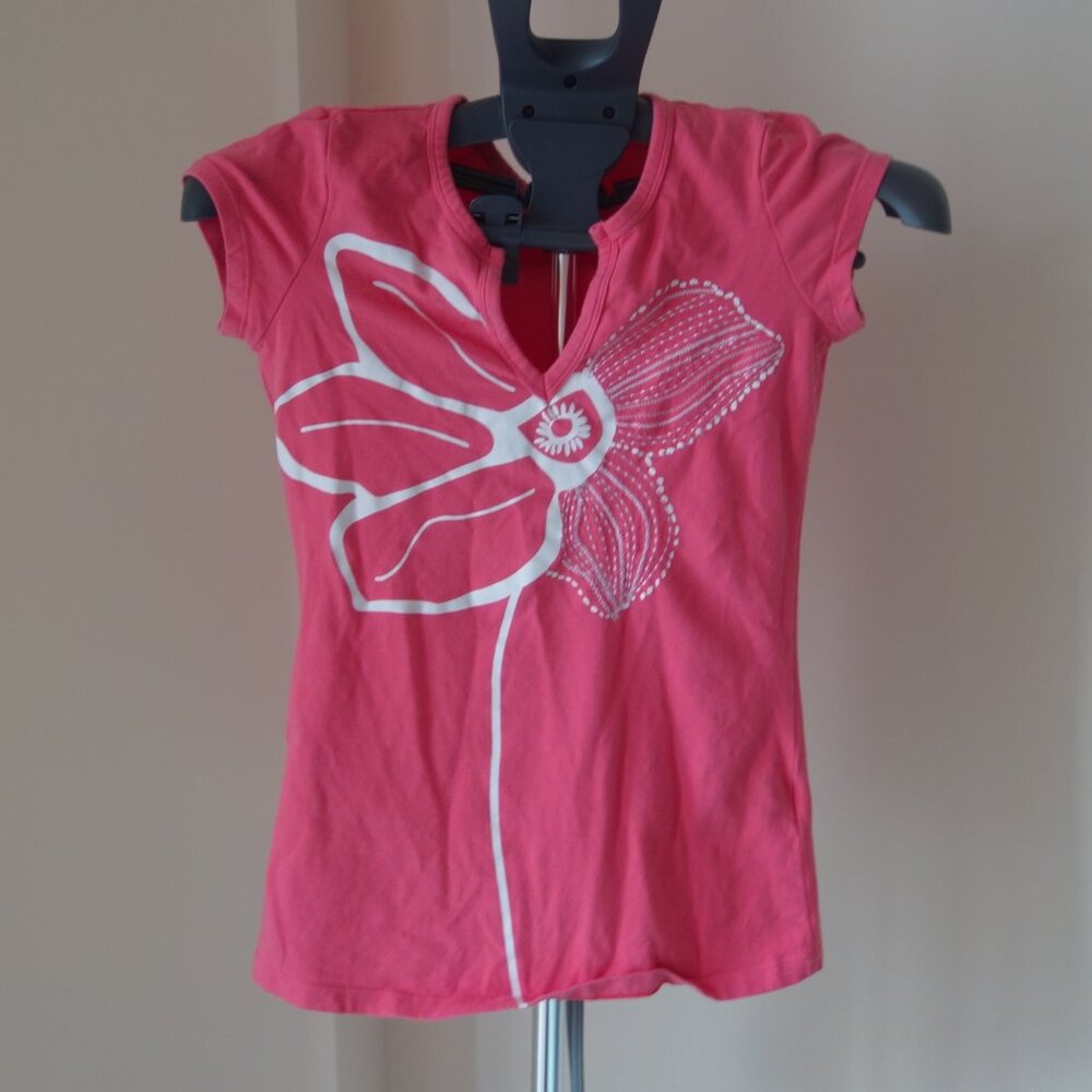 Everday Wear Pink V-Neck Short Sleeve T-Shirt 43-0049 Size M